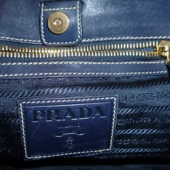 Prada Blue Jacquard Leather Hobo Handbag Shoulder Bag Purse - Picture 12 of 12